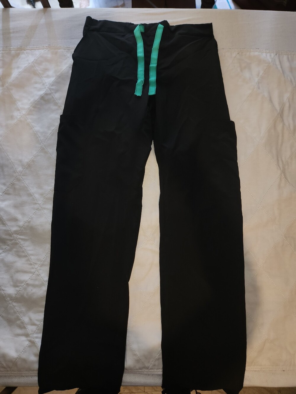 Mint Women's Black Straight Leg Pants with Teal Drawstring